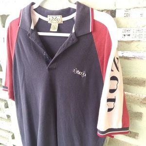 Vintage Izod spellout polo color block size small